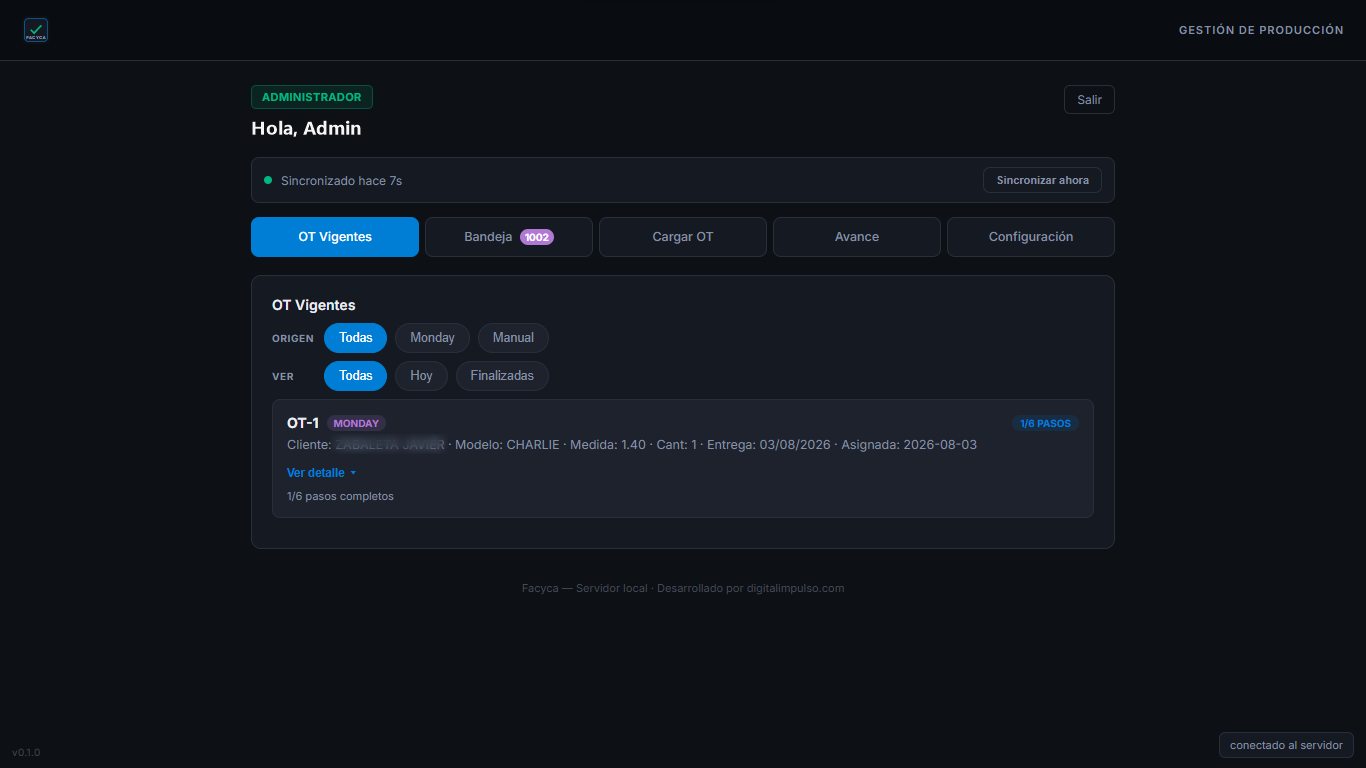Facyca: órdenes de trabajo vigentes